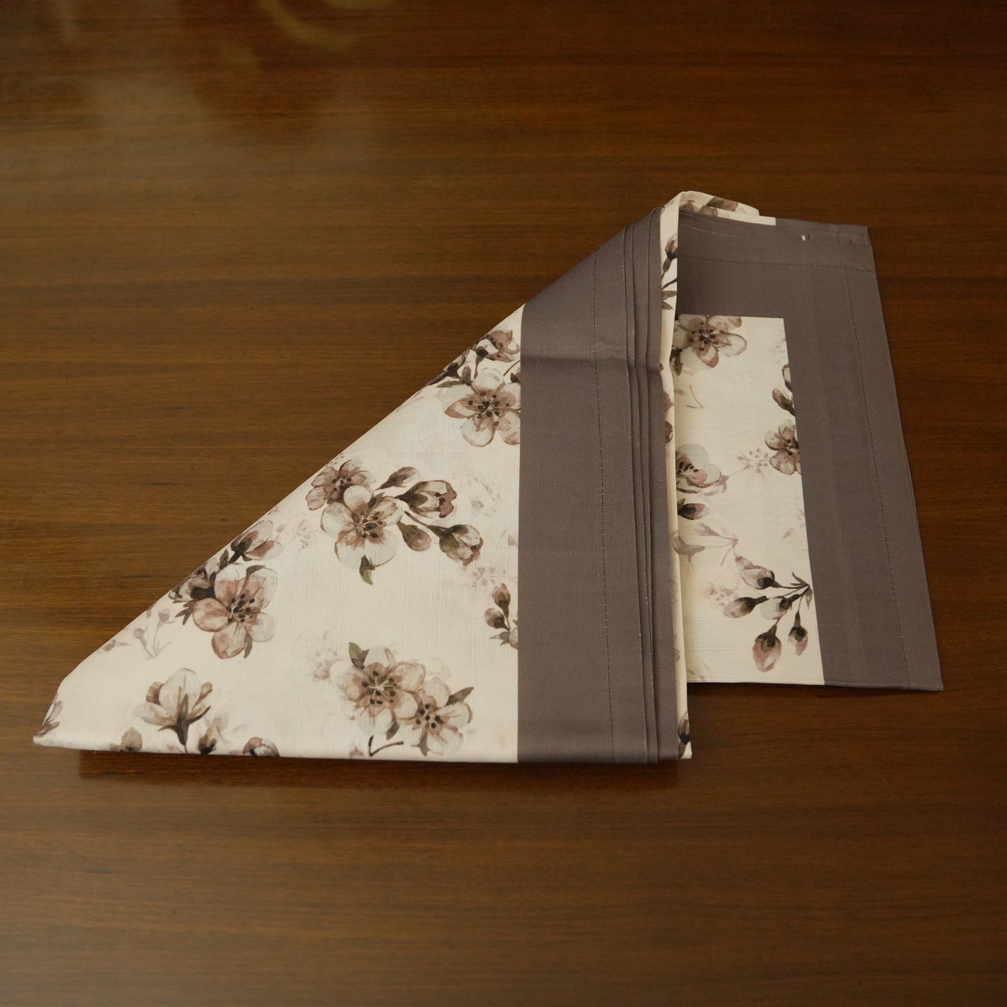 Elegant Blossom Printed Table Cover with Charcoal Border (6 Seater)