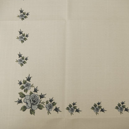 Elegant Grey Rose Printed Table Cover (6 Seater)