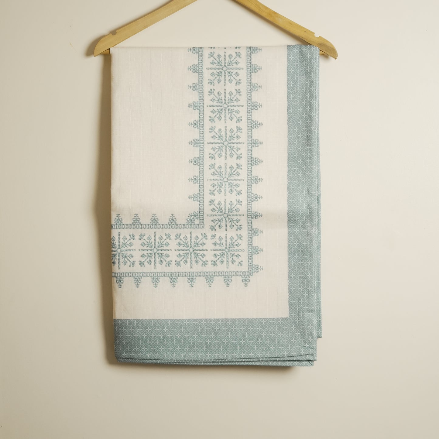 Scandinavian Grey Border Printed Table Cover (6 Seater)