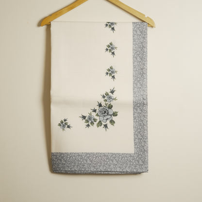 Elegant Grey Rose Printed Table Cover (6 Seater)