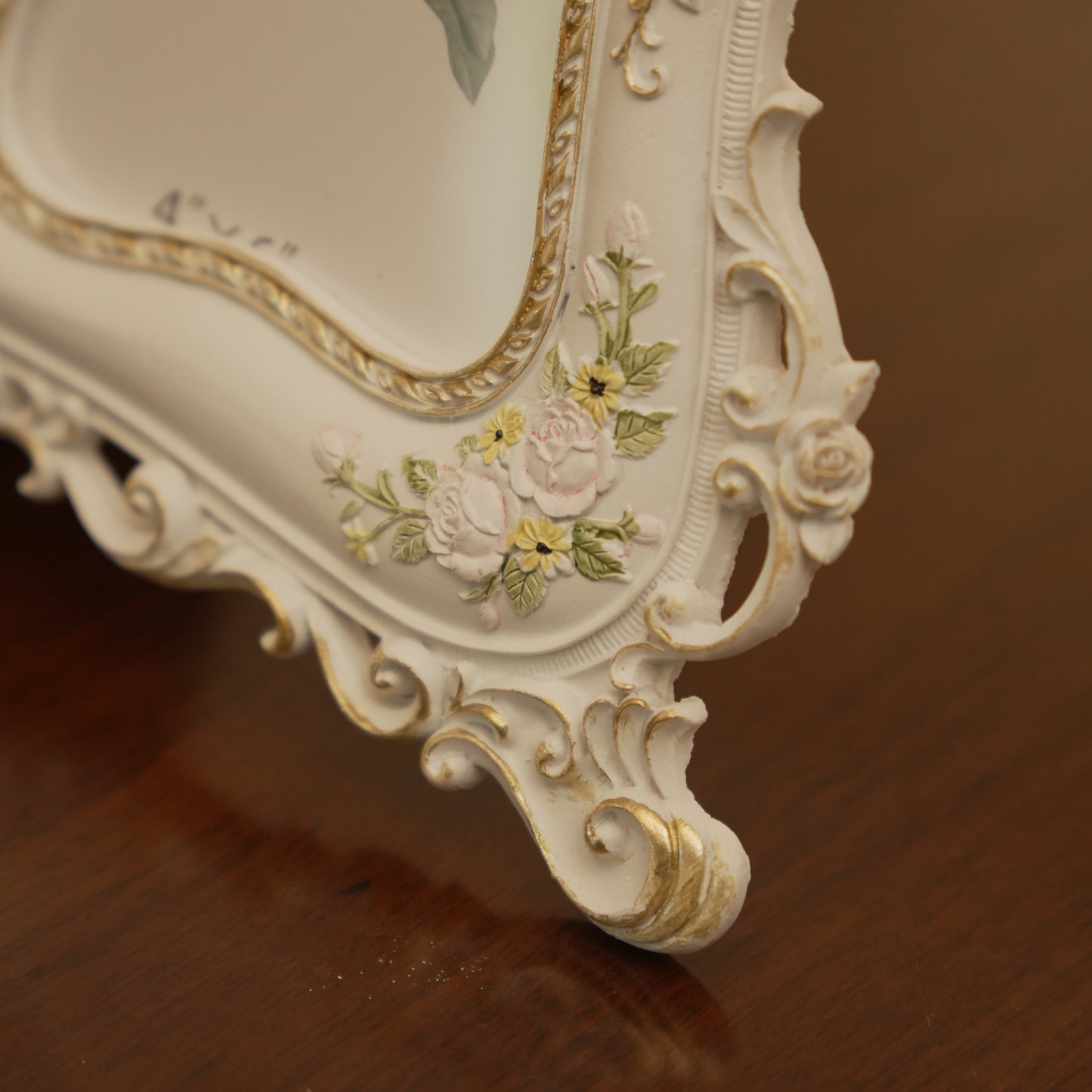 Luxury Victorian White & Gold Dual Photo Frame with Rose Accents