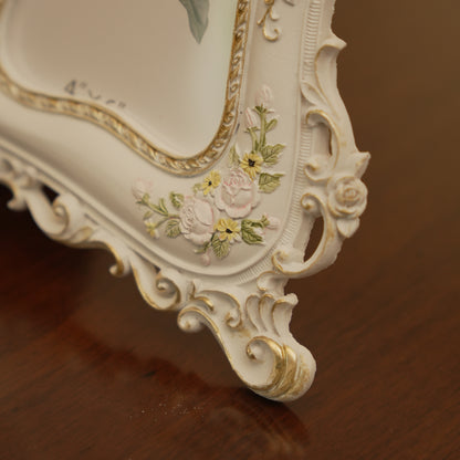 Luxury Victorian White & Gold Dual Photo Frame with Rose Accents