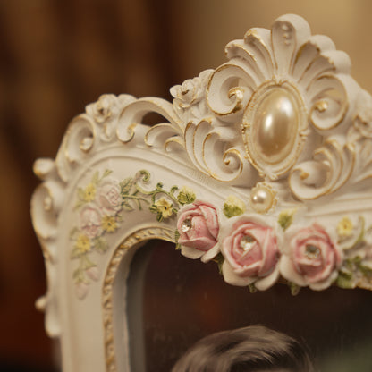 Luxury White & Gold Decorative Frame with Rose Embellishments