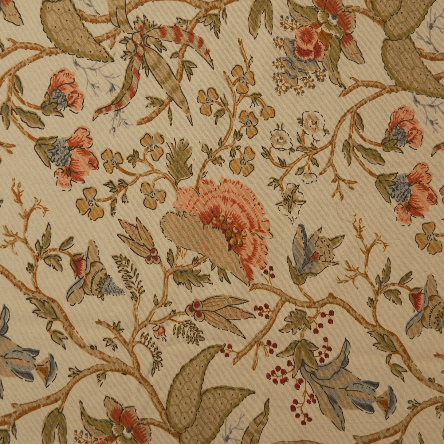 Ivory Blossom Floral Table Cover with Beige Border