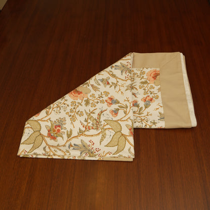 Ivory Blossom Floral Table Cover with Beige Border