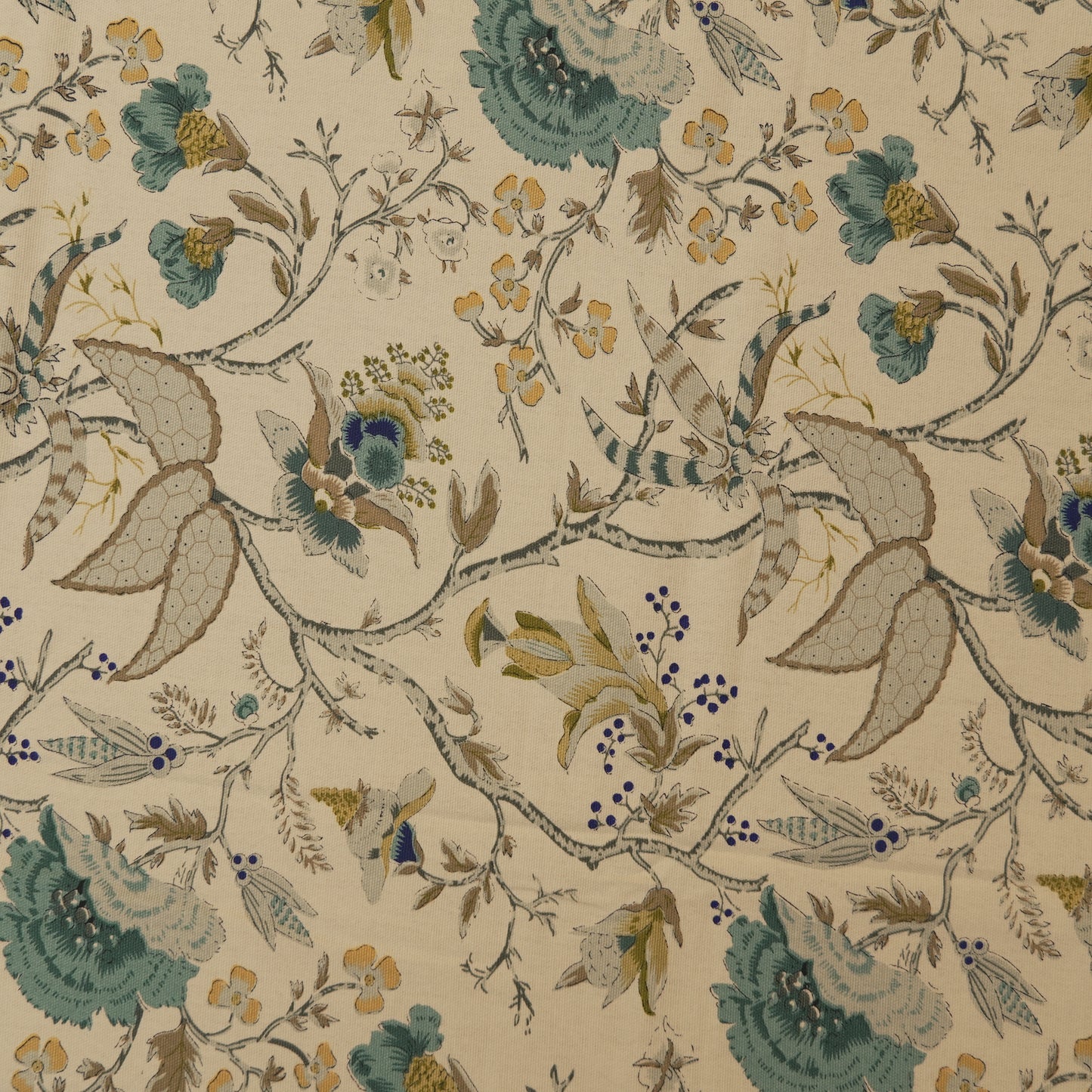 Elegant Garden Print Tablecloth with Teal Panel Finish