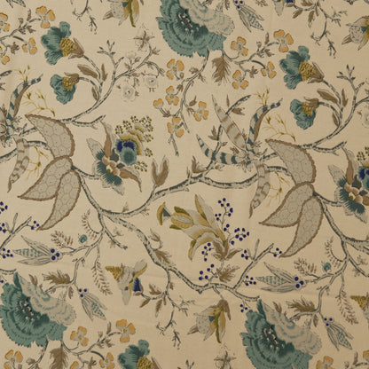 Elegant Garden Print Tablecloth with Teal Panel Finish