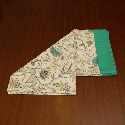 Elegant Garden Print Tablecloth with Teal Panel Finish