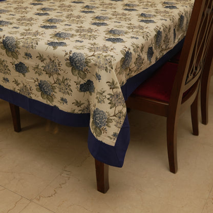 Timeless Floral Dining Table Cover with Royal Blue Finish