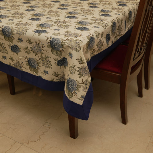 Timeless Floral Dining Table Cover with Royal Blue Finish