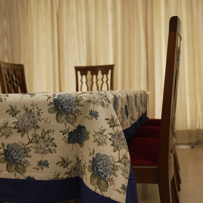 Timeless Floral Dining Table Cover with Royal Blue Finish