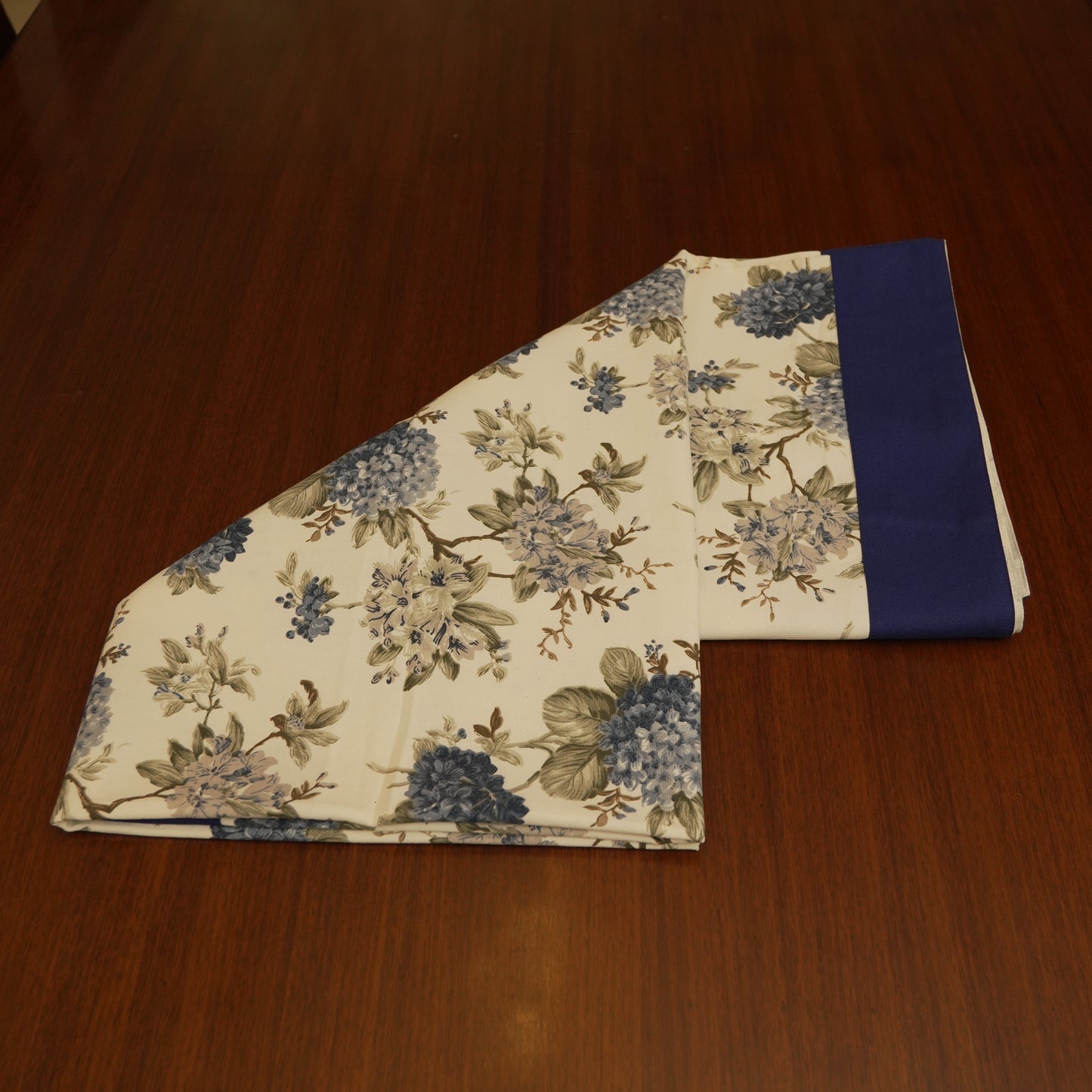 Timeless Floral Dining Table Cover with Royal Blue Finish