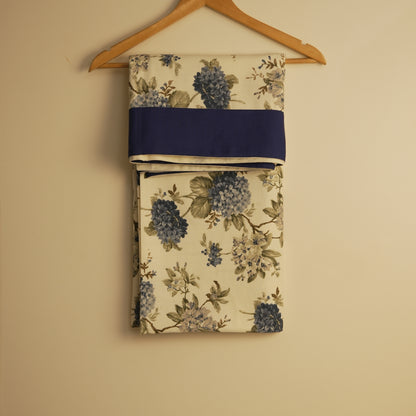 Timeless Floral Dining Table Cover with Royal Blue Finish