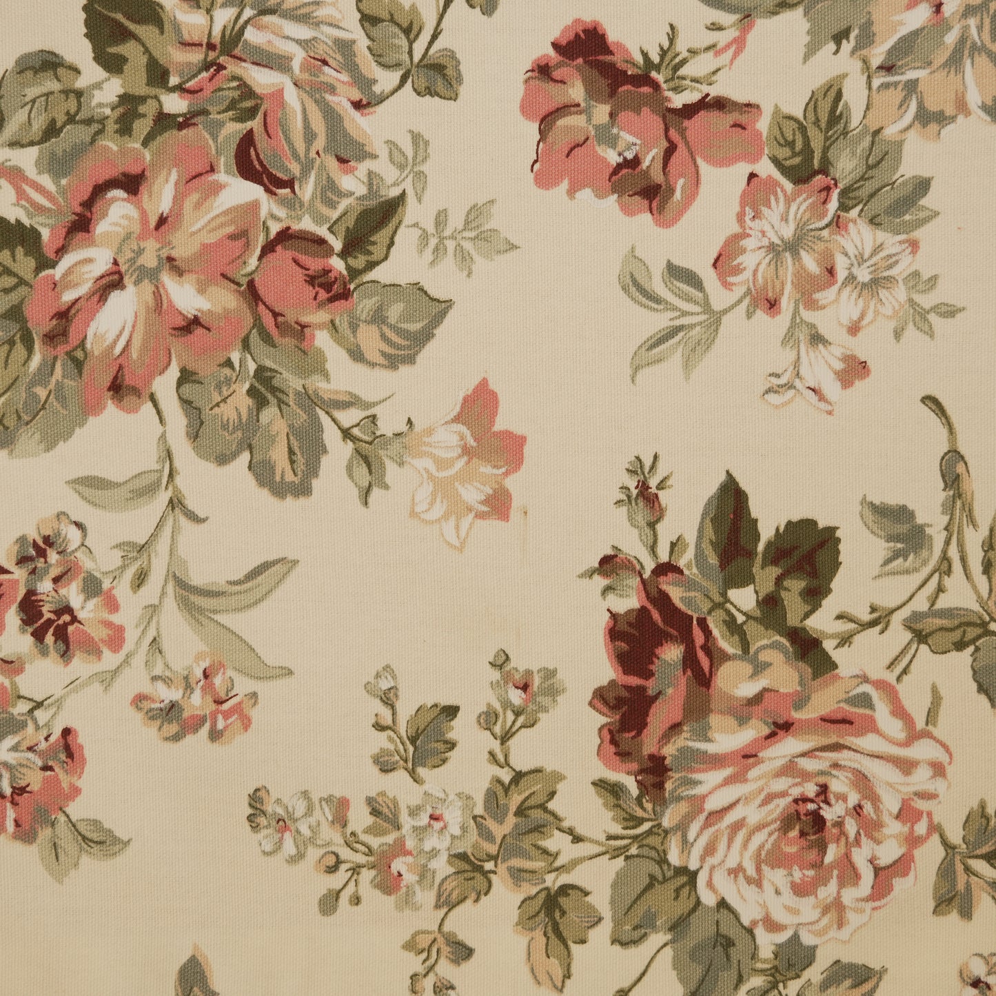 Vintage Rose Floral Table Runner with Red Edge Finish