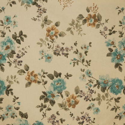 Aqua Floral Table Runner with Elegant Teal Border