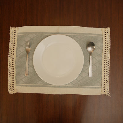 Minimalist Jacquard Dining Table Mat with Decorative Tassels (Set of 2)