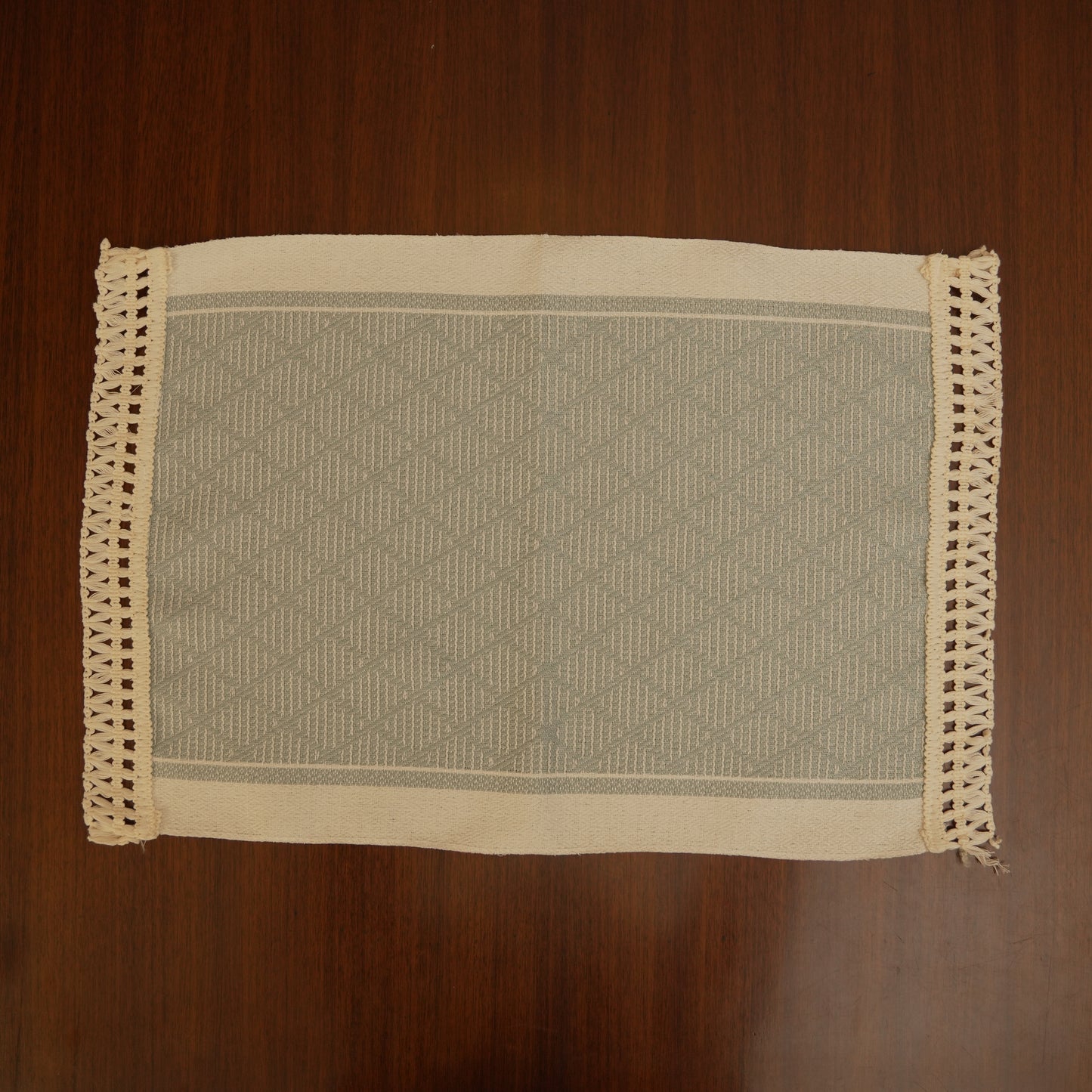 Minimalist Jacquard Dining Table Mat with Decorative Tassels (Set of 2)