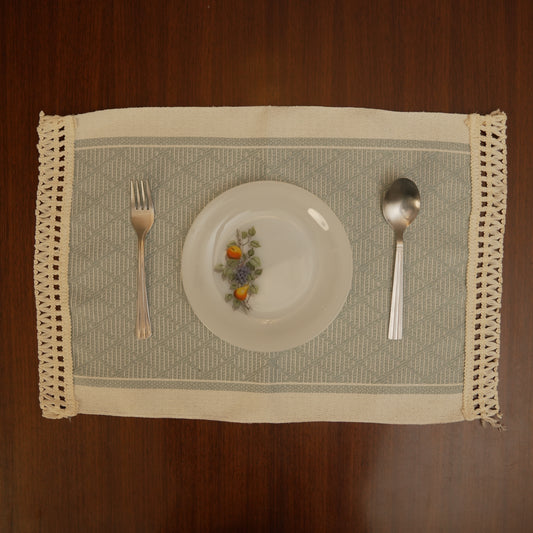 Minimalist Jacquard Dining Table Mat with Decorative Tassels (Set of 2)