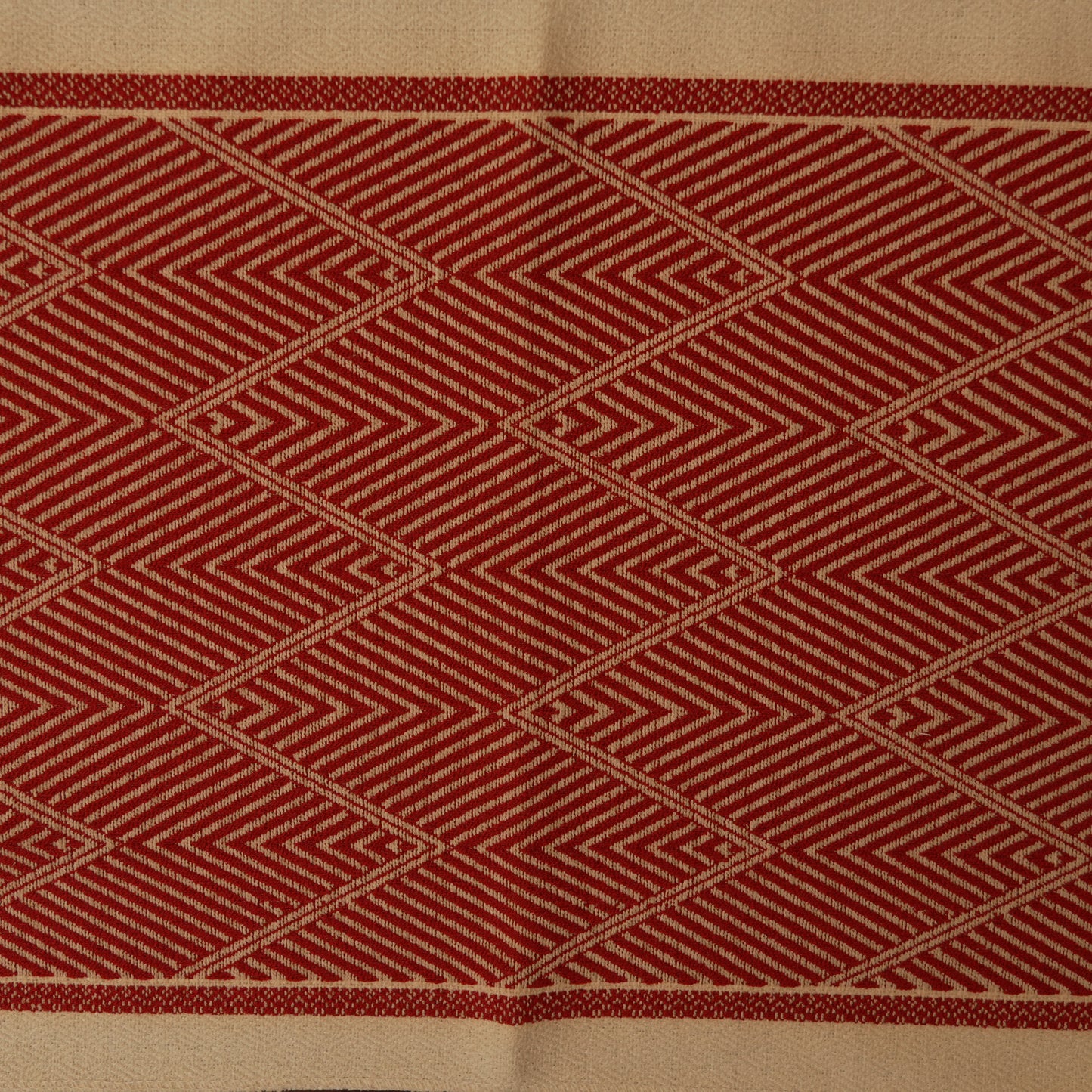 Elegant Woven Diamond Pattern Table Runner with Fringe Detailing (Long)