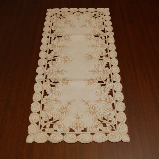 Classic Embroidered Table Runner with Cutwork Edges (Small)