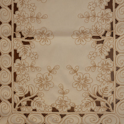 Classic Embroidered Table Runner with Cutwork Edges (Small)