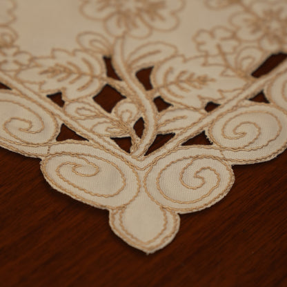 Classic Embroidered Table Runner with Cutwork Edges (Small)
