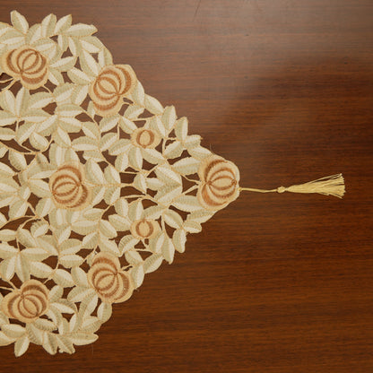 Classic Rose Mesh Lace Runner with Tassel Finish (Long)