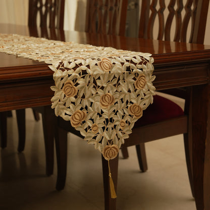 Classic Rose Mesh Lace Runner with Tassel Finish (Long)