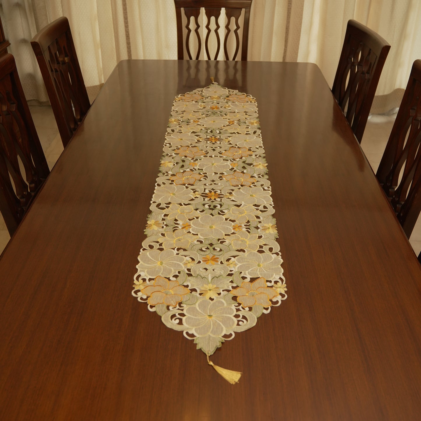 Multi-Color Floral Lace Table Runner (Long)