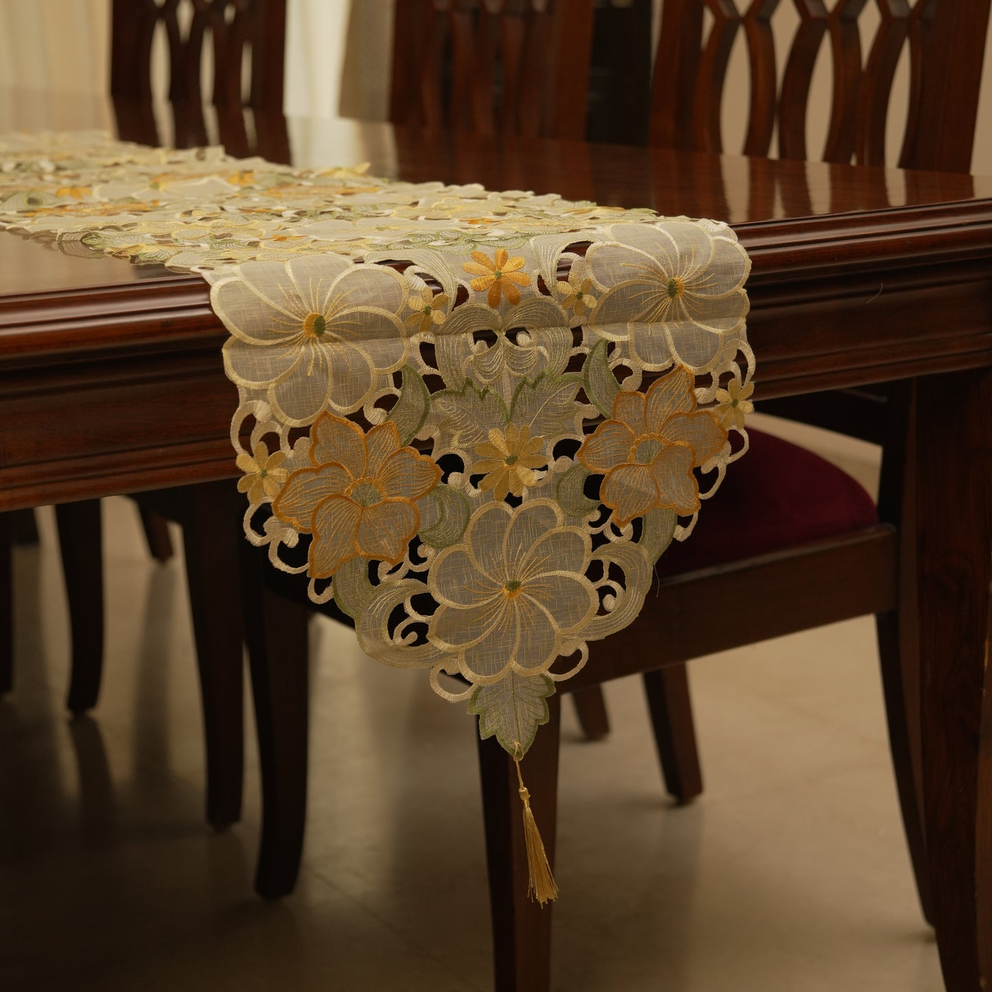 Multi-Color Floral Lace Table Runner (Long)