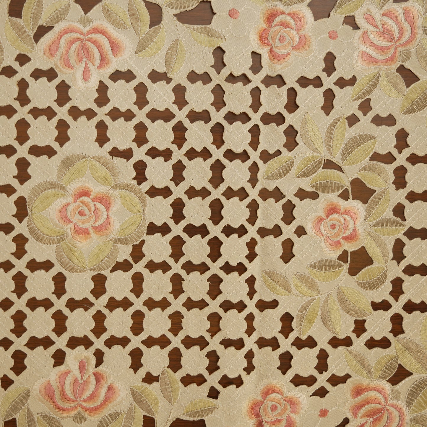 Floral Lace Table Runner with Cutwork Design (Long)