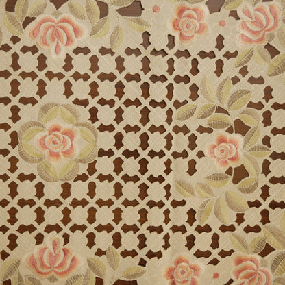 Floral Lace Table Runner with Cutwork Design (Long)