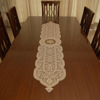 Elegant Embroidered Lace Table Runner (Long)