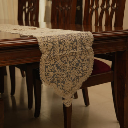 Elegant Embroidered Lace Table Runner (Long)