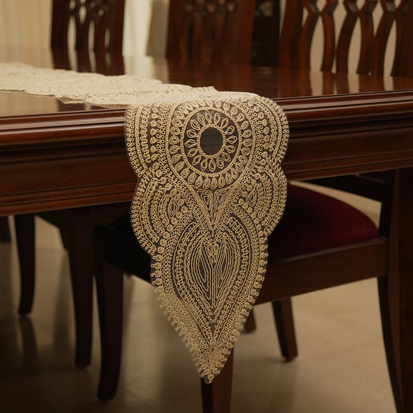 Classic Ornamental Lace Table Runner (Long)