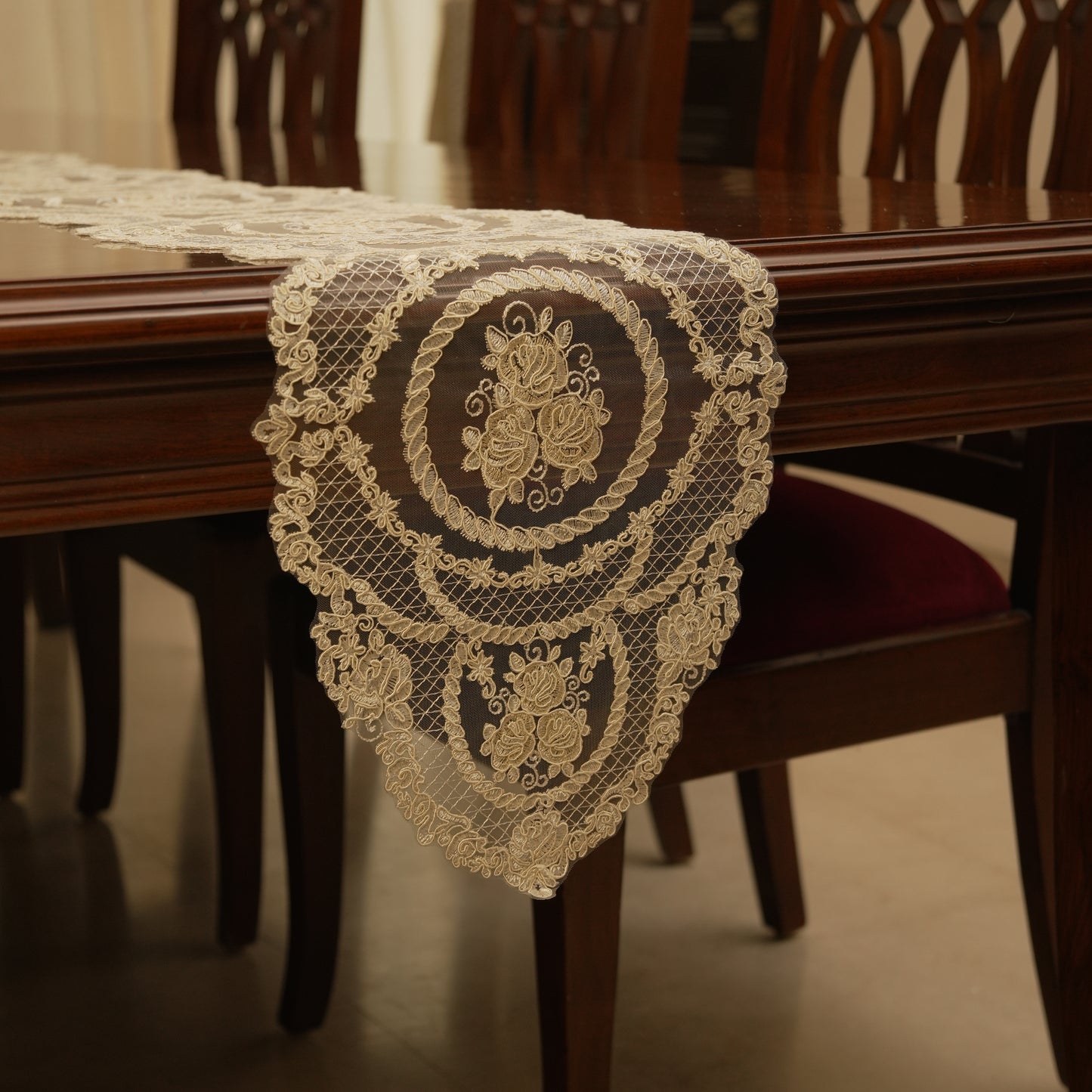 Classic Floral Medallion Table Runner (Long)
