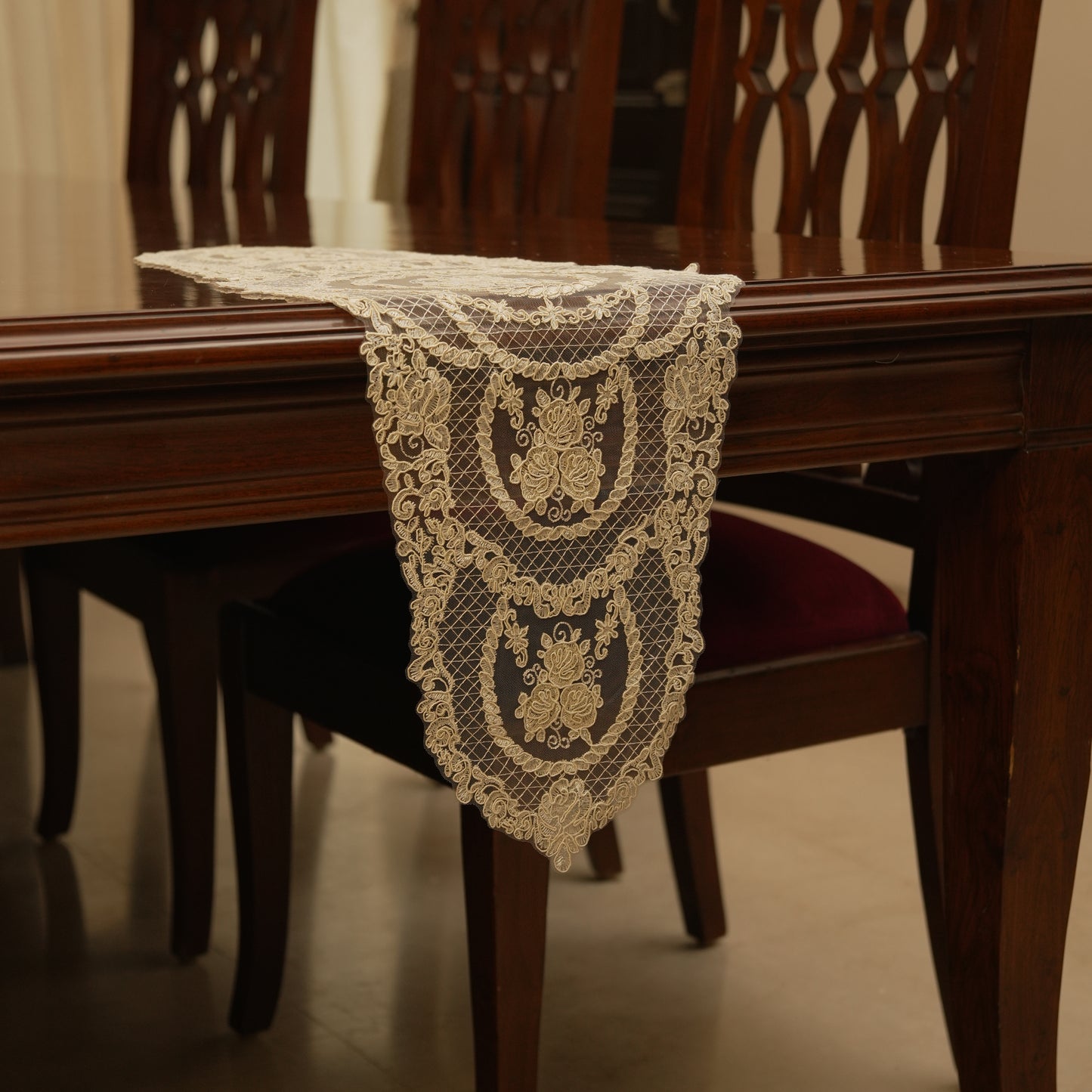 Ornate Sheer Lace Table Runner (Small)