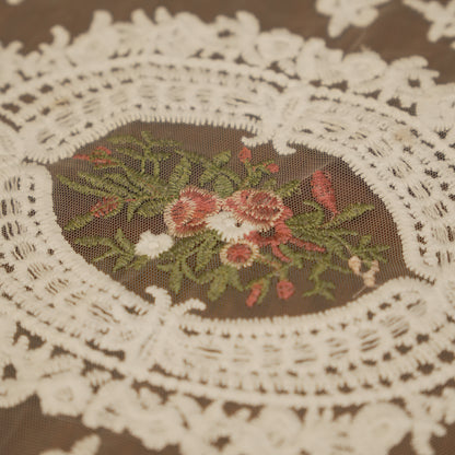 Elegant Oval Lace Table Mats with Rose Embroidery (Set of 2)