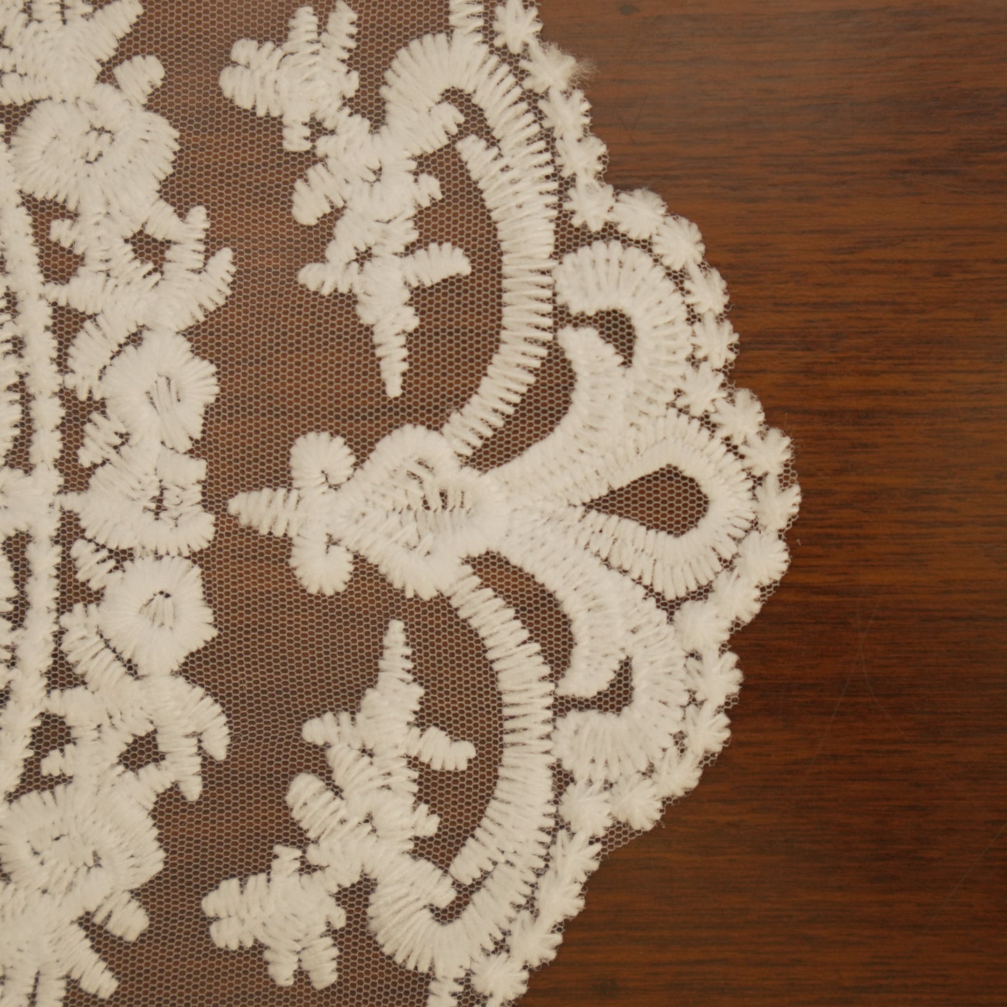 Elegant Oval Lace Table Mats with Rose Embroidery (Set of 2)