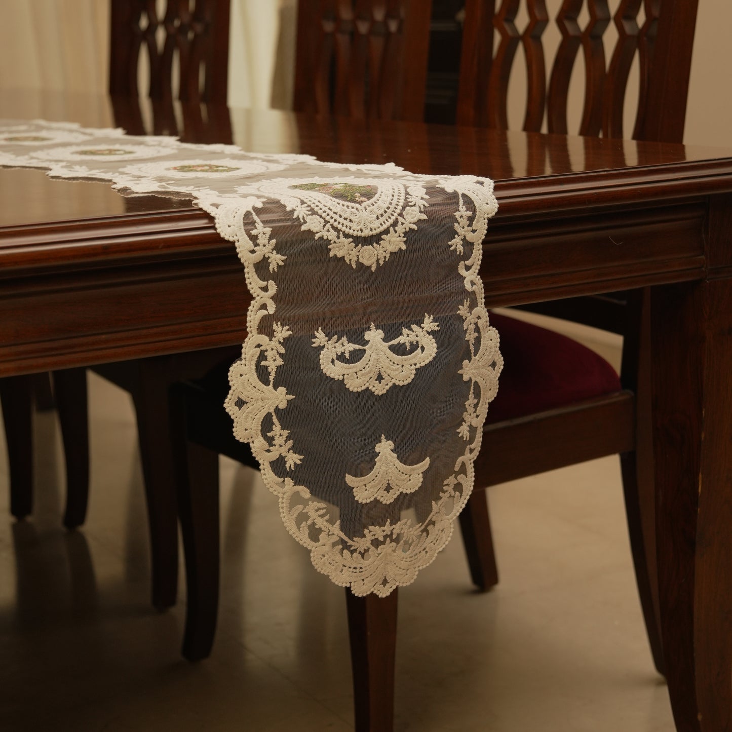 Vintage Sheer Lace Table Runner (Long)