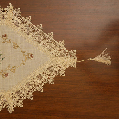 Heritage Lace Embroidered Table Runner with Tassel (Long)