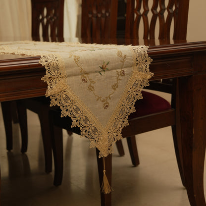 Heritage Lace Embroidered Table Runner with Tassel (Long)