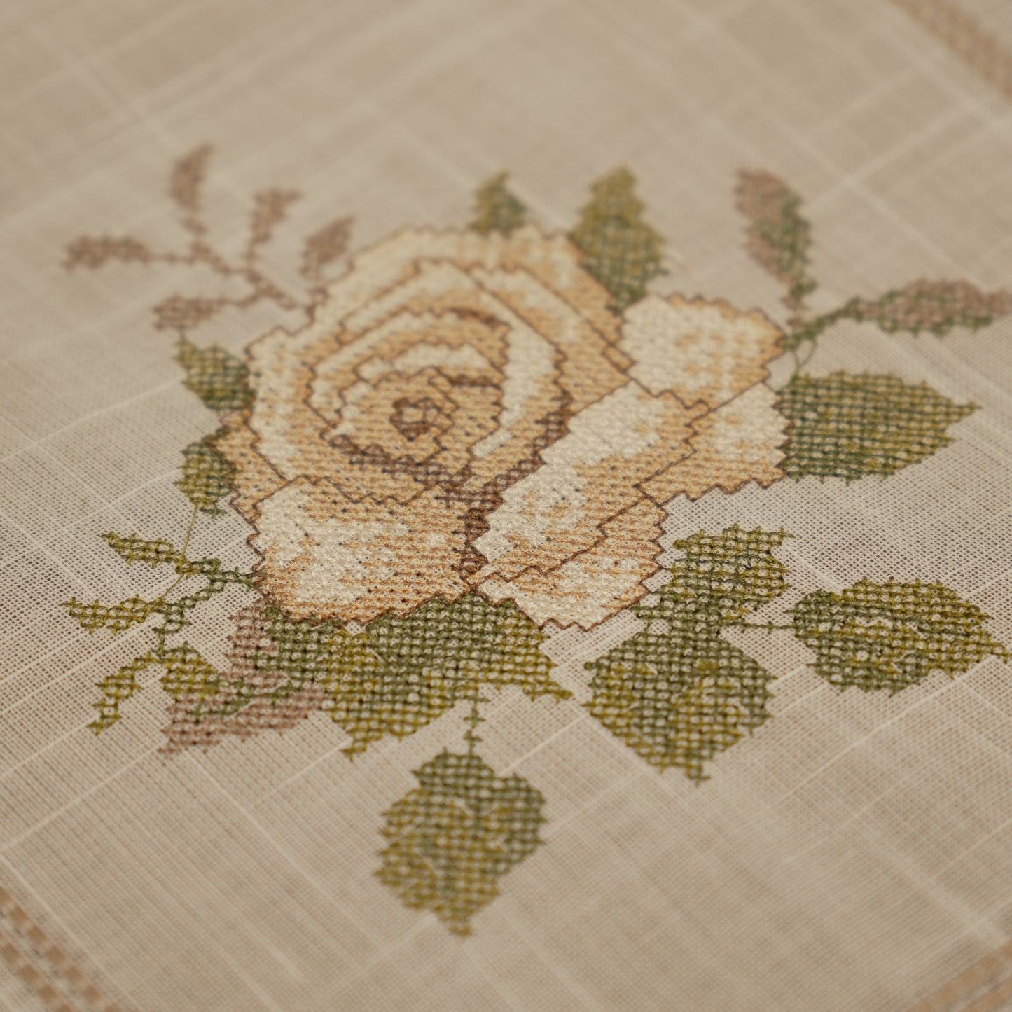 Classic Beige Floral Table Runner (Long)