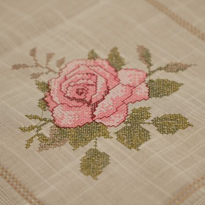 Minimal Rose Embroidered Table Runner (Long)