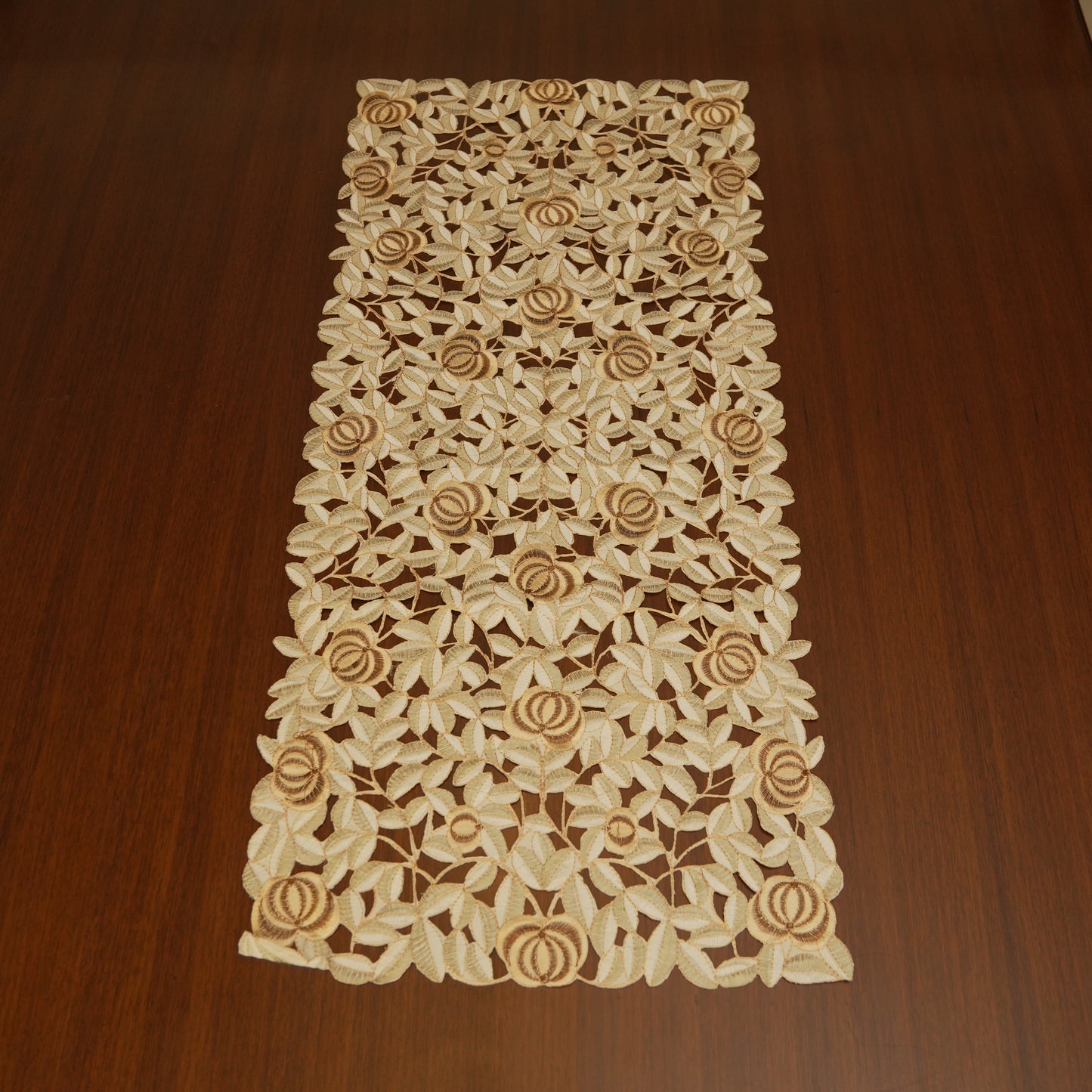Golden Garden Cutwork Table Runner