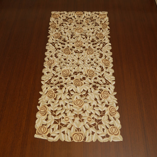 Golden Garden Cutwork Table Runner