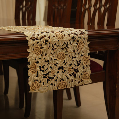 Golden Garden Cutwork Table Runner