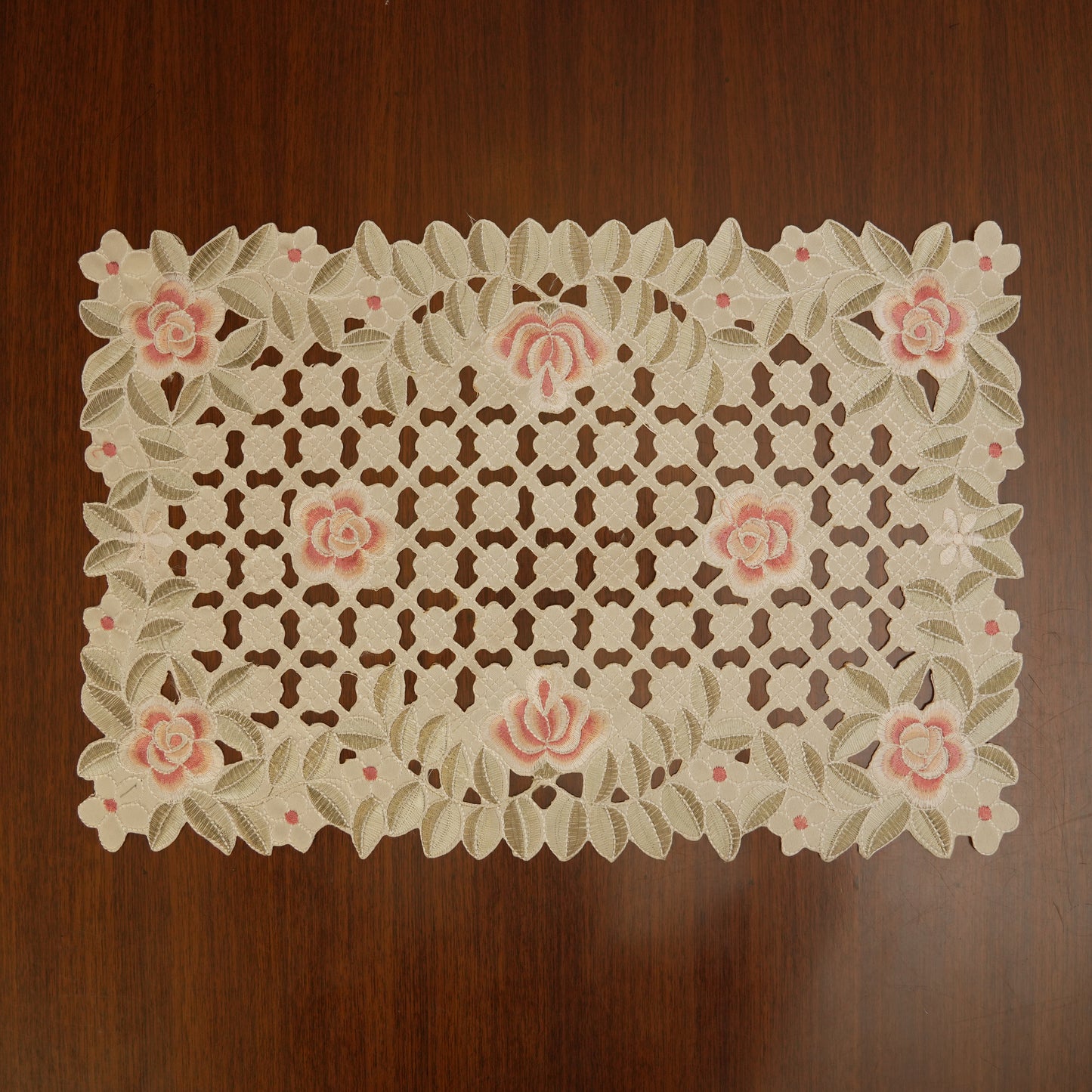 Soft Pink Embroidered Table Mats (Set of 2)