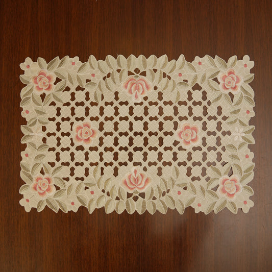 Soft Pink Embroidered Table Mats (Set of 2)