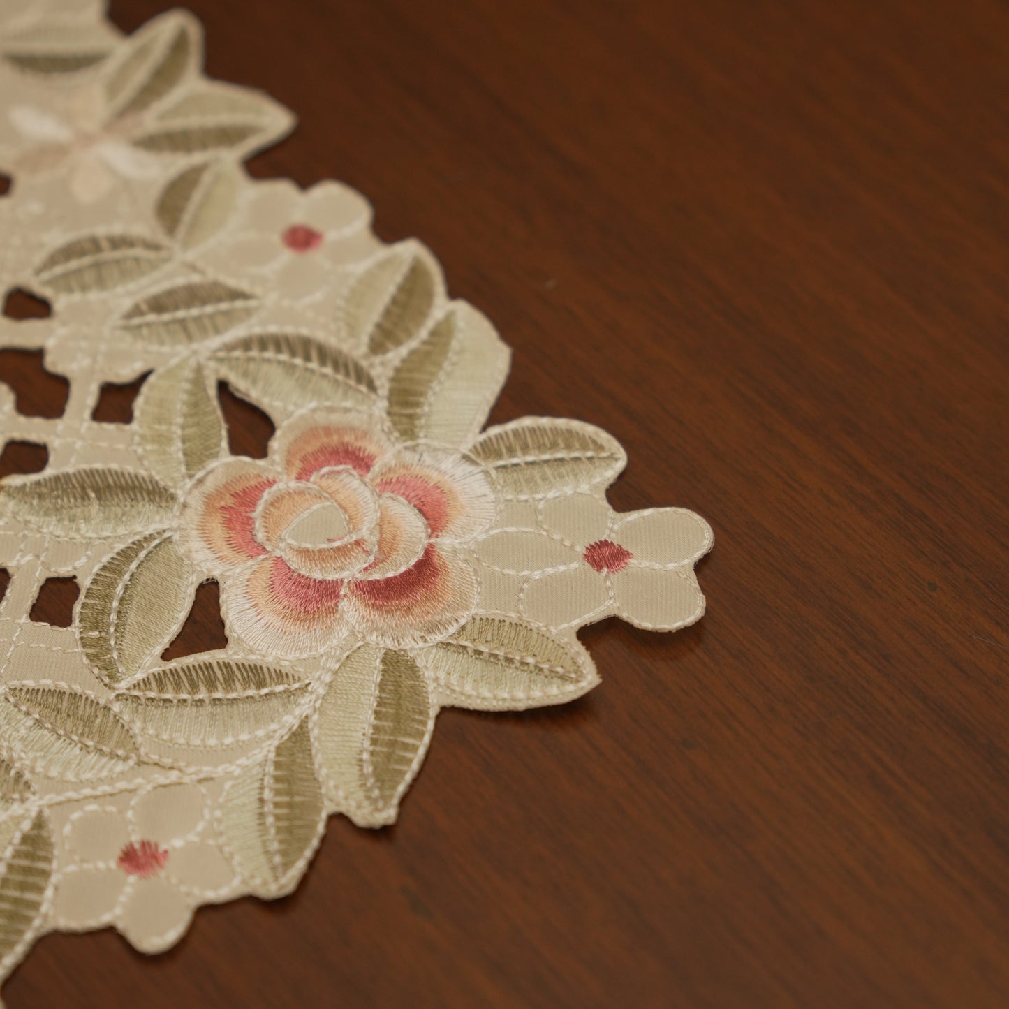 Soft Pink Embroidered Table Mats (Set of 2)